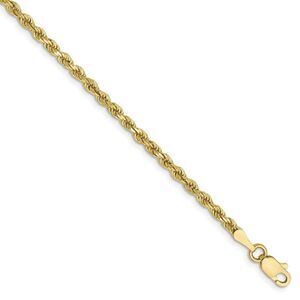 2.25mm, 10k Yellow Gold Diamond Cut Solid Rope Chain Bracelet, 7 Inch